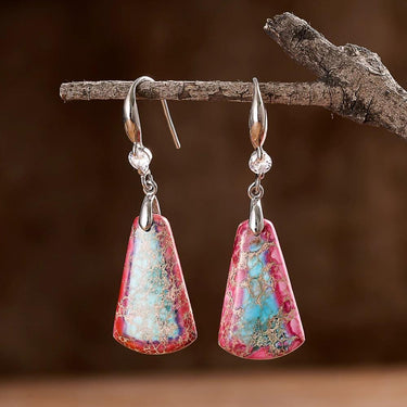 Gemstone Sector Jasper Drop Earrings-Your Soul Place